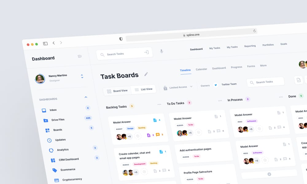 Task Dashboard for Boards Figma