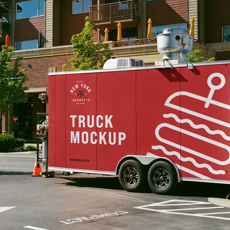 Truck Trailer Mockup PSD