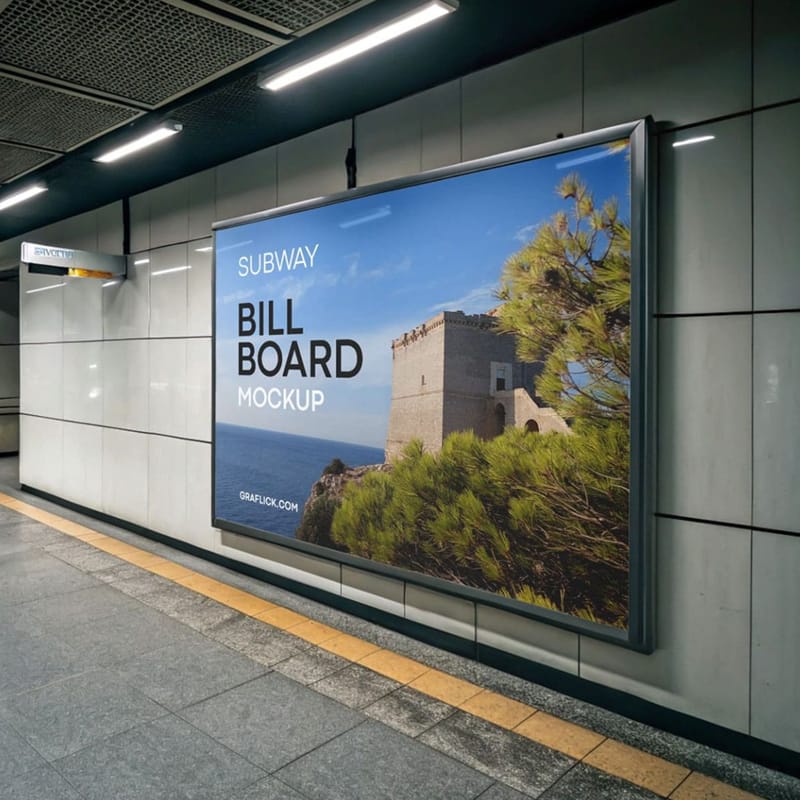 Tube Station Billboard Mockup PSD
