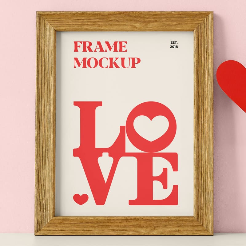 Valenitnes Day Frame Mockup PSD