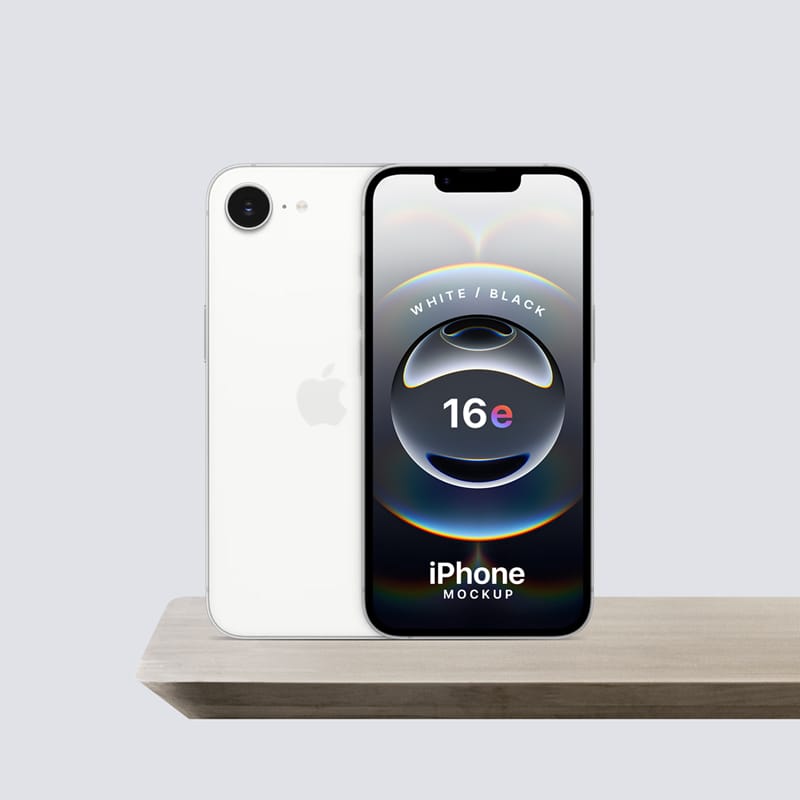 White/Black iPhone 16e Mockup PSD