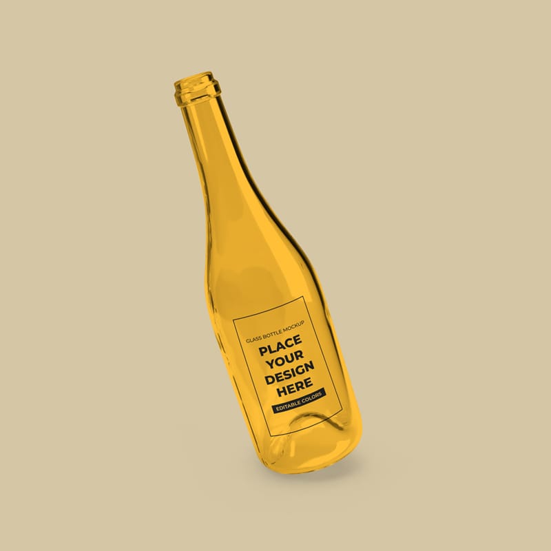 Yellow Glass Bottle Mockup PSD
