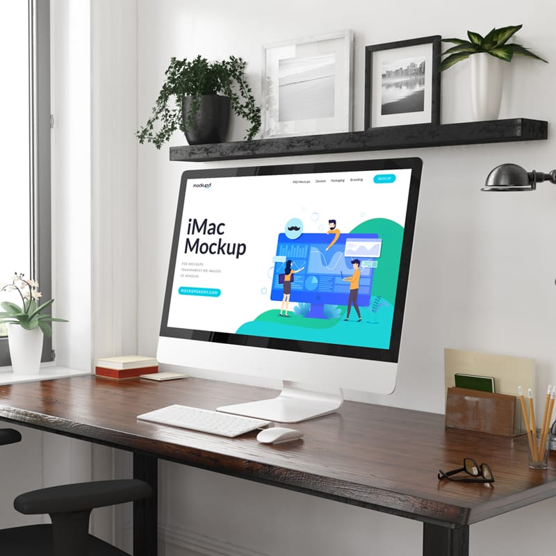 iMac in Office Mockup PSD