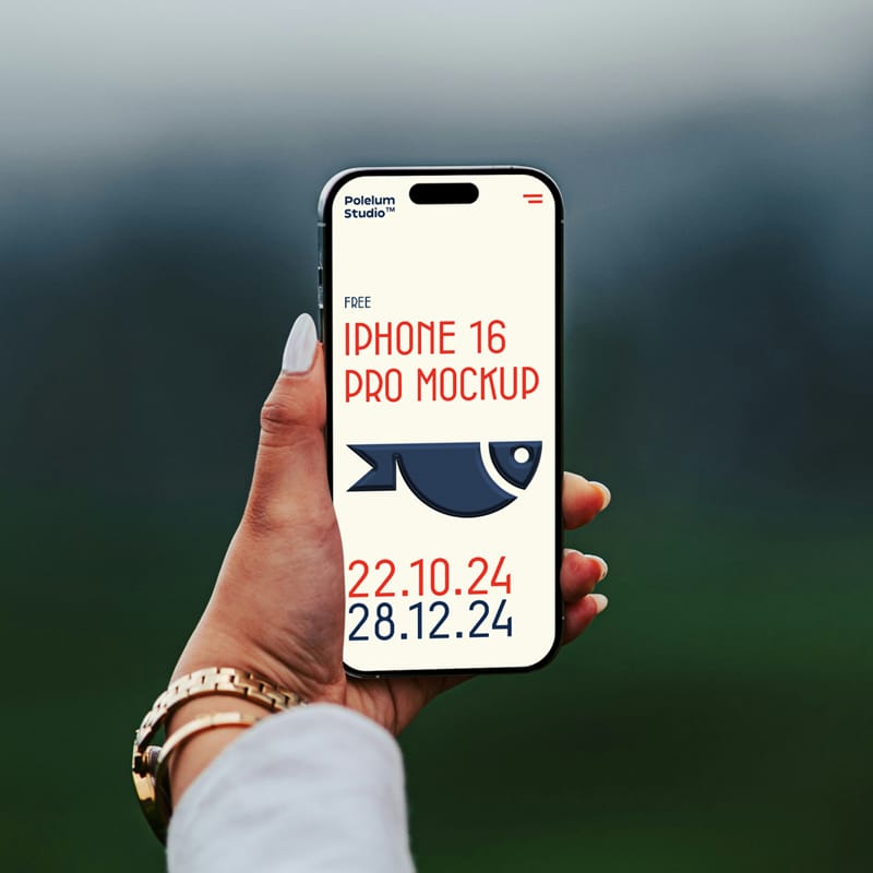 iPhone 16 Pro Holding in Women Hand Mockup PSD