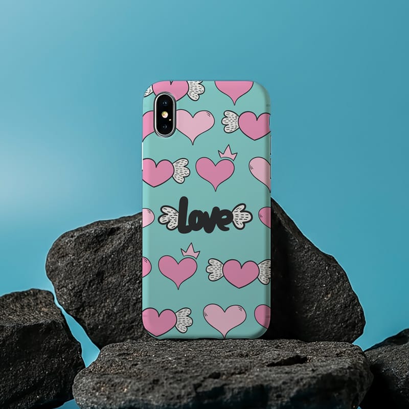 iPhone Case on Rocks Mockup PSD