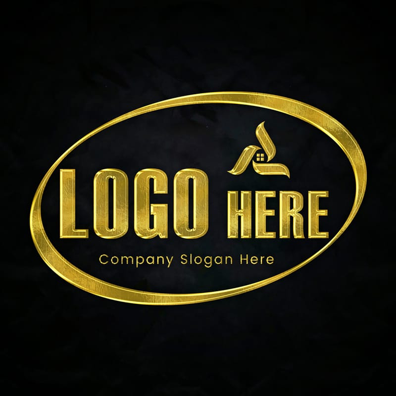 3D Gold Logo Mockup on Black Background PSD
