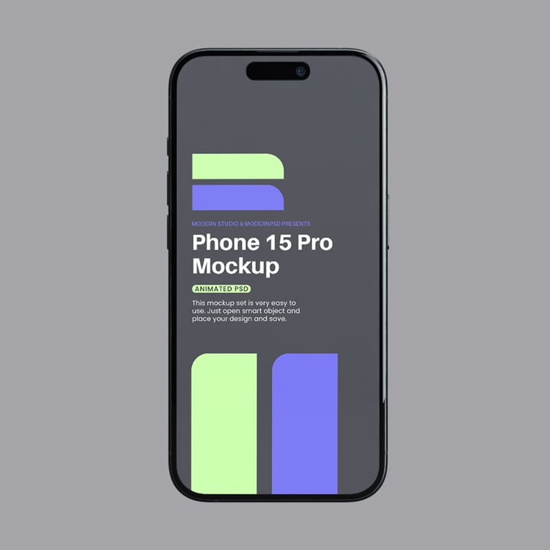 Animated iPhone 15 Pro Mockup PSD