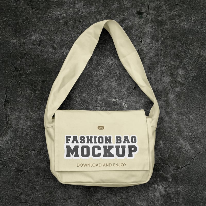 Bag on Dark Floor Mockup PSD