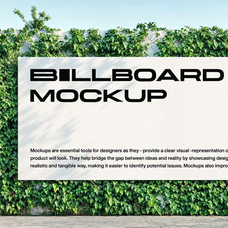 Billboard Mockup With Leaf on Wall PSD