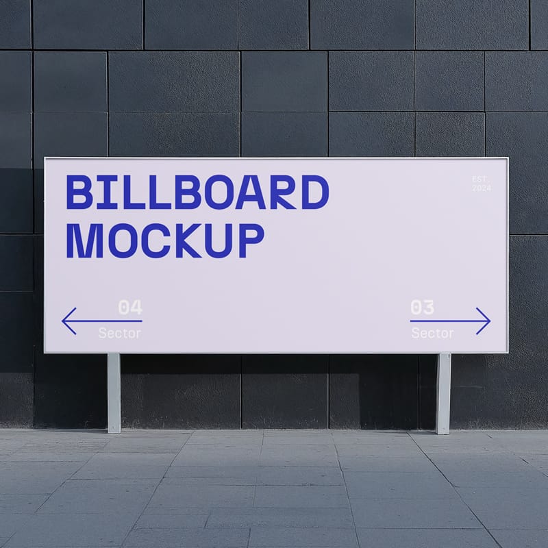 Billboard in Front of Dark Building Mockup PSD