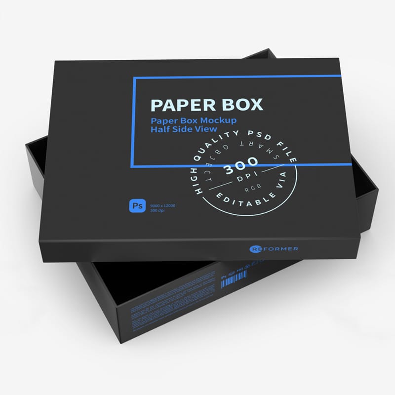 Black Paper Box Mockup PSD