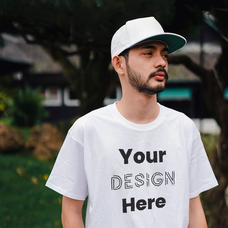 Blank White Half-Sleeve T-shirt Mockup Template PSD