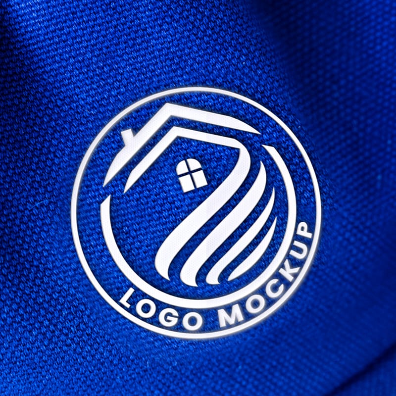 Blue and White Textile Logo Mockup PSD