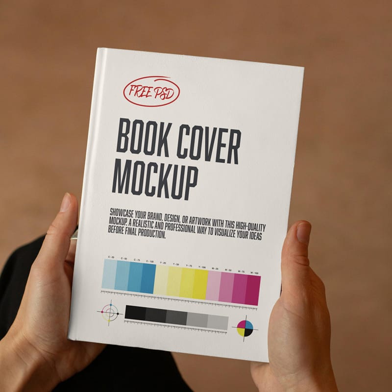 Book Cover Mockup in Women’s Hands PSD