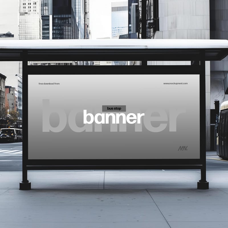 Bus Stop Banner Mockup PSD