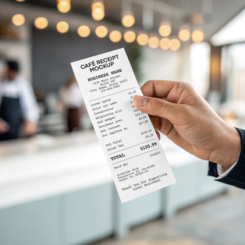 Café Receipt Mockup PSD