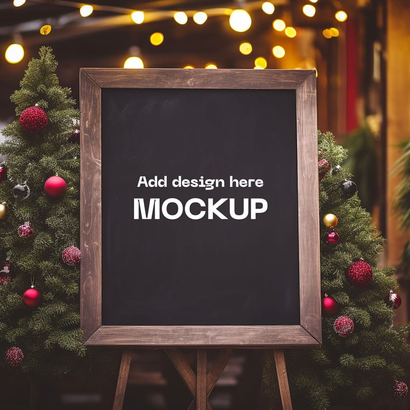 Christmas Themed Easel Mockup PSD