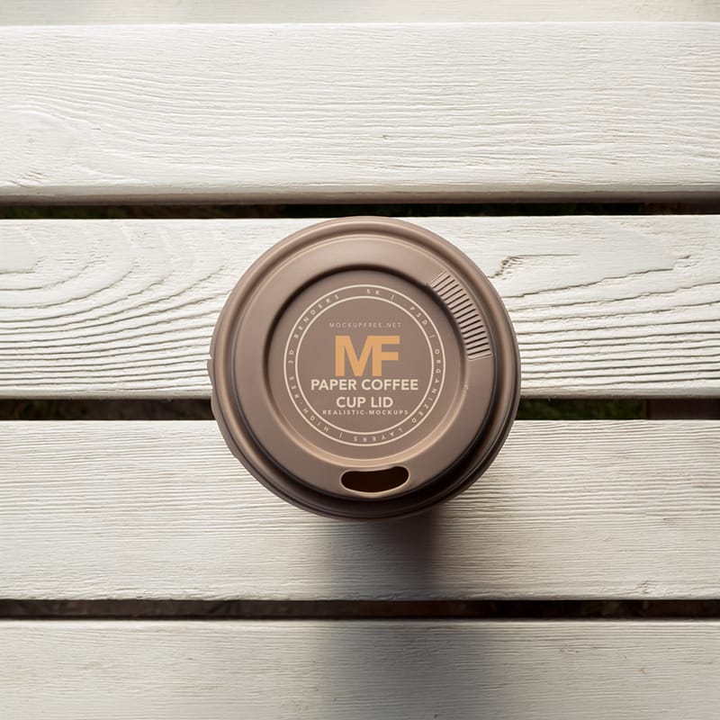 Coffee Cup Lid Label Mockup PSD