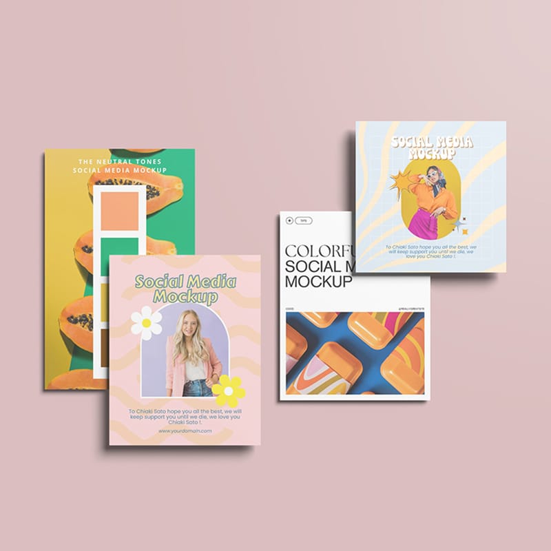 Colorful Social Media Mockup PSD