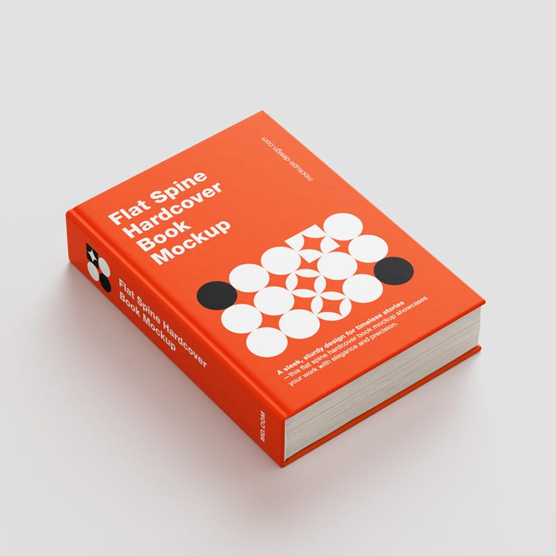 Flat Spine Hardcover Book Mockup Set