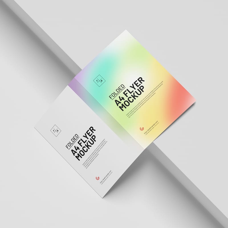 Folded A4 Flyer Mockup PSD