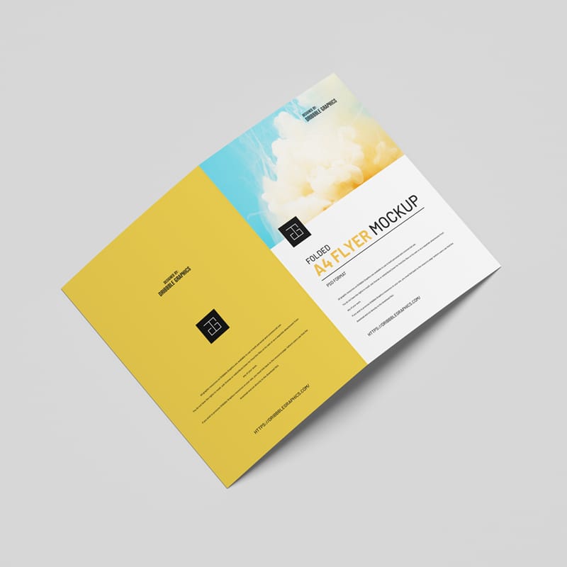 Folded A4 Flyer Mockup Template PSD