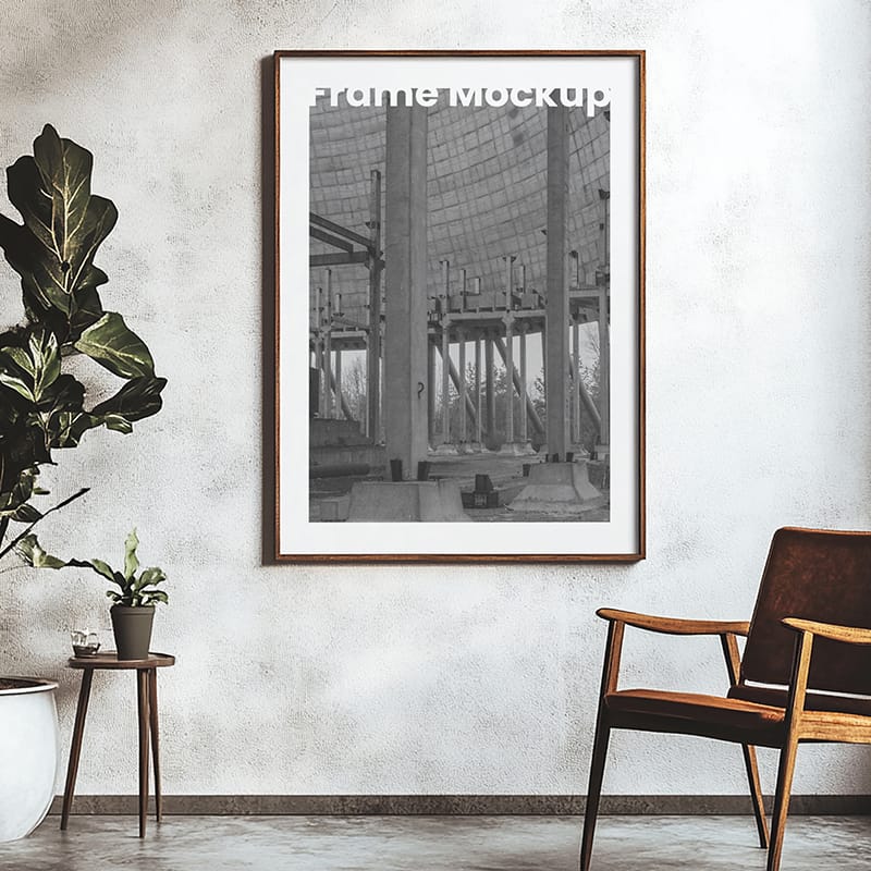 Frame Mockup on Industrial Interior PSD