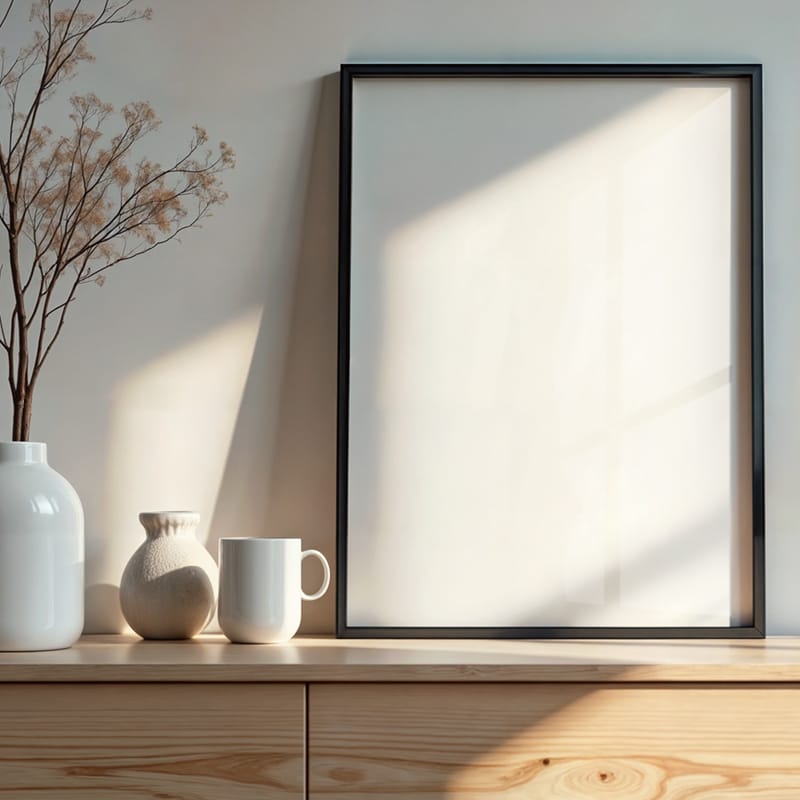 Frame on Dresser Vertical Mockup PSD