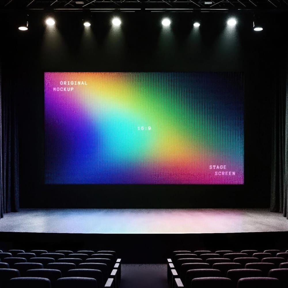Free 16:9 Stage Screen Mockup PSD