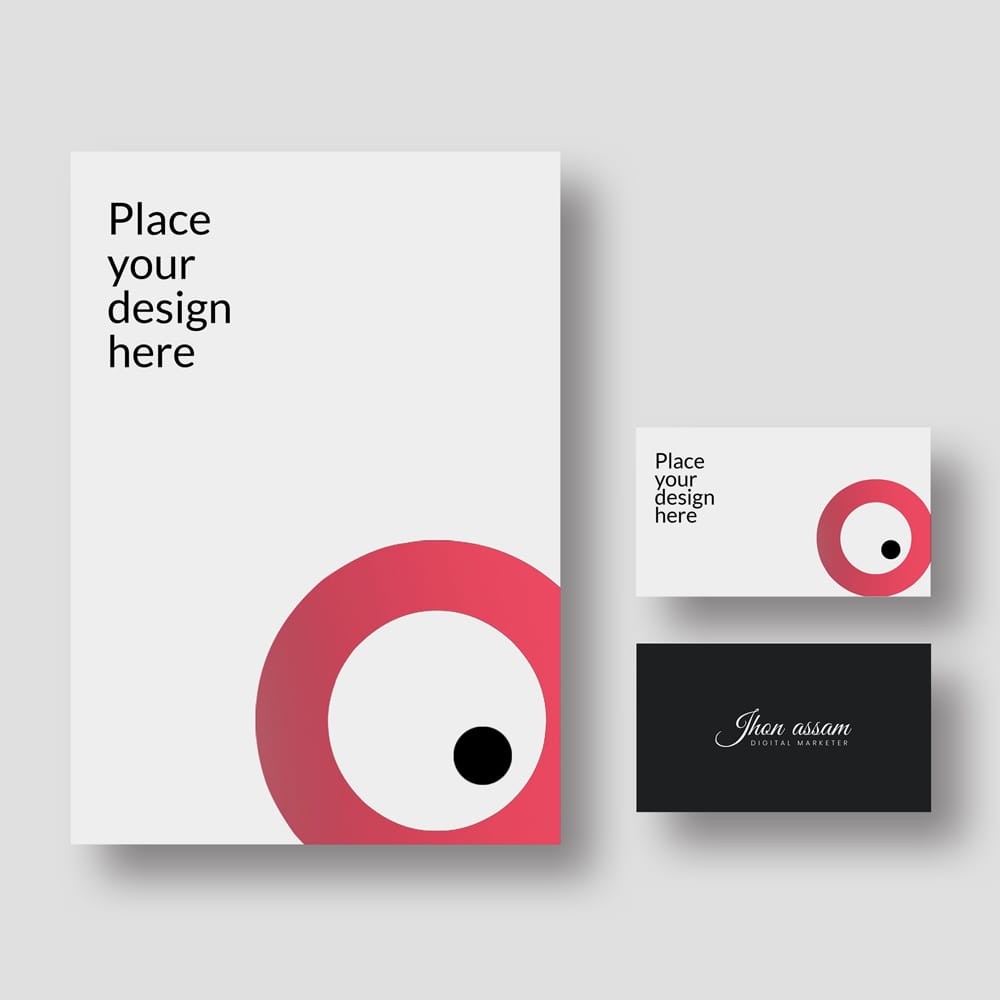 Free A4 Letterhead and Business Card Mockups PSD