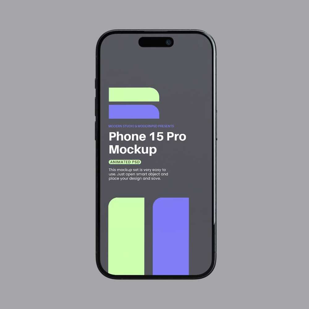Free Animated iPhone 15 Pro Mockup PSD