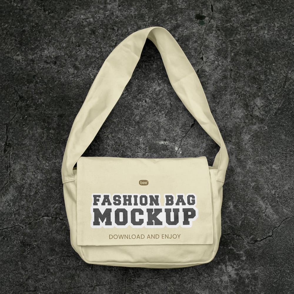 Free Bag on Dark Floor Mockup PSD