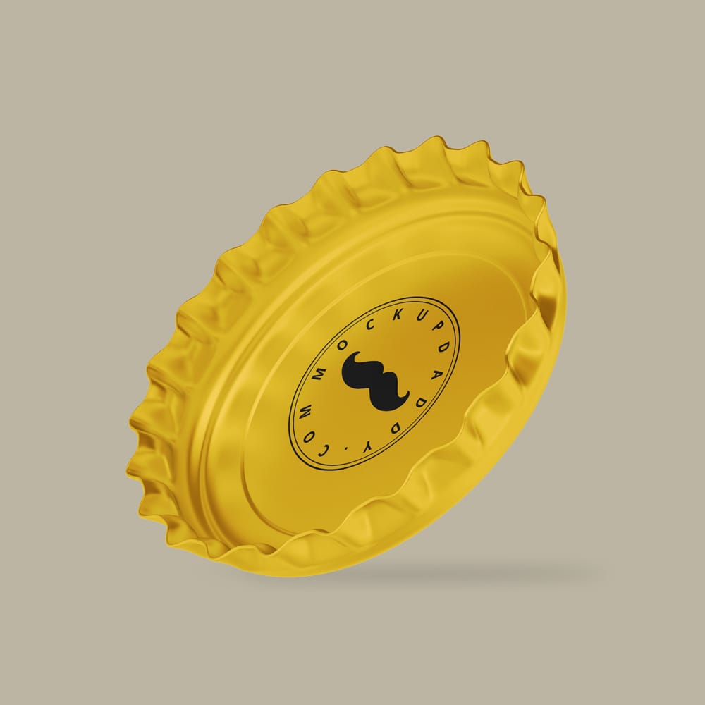 Free Beer Bottle Cap Mockup PSD