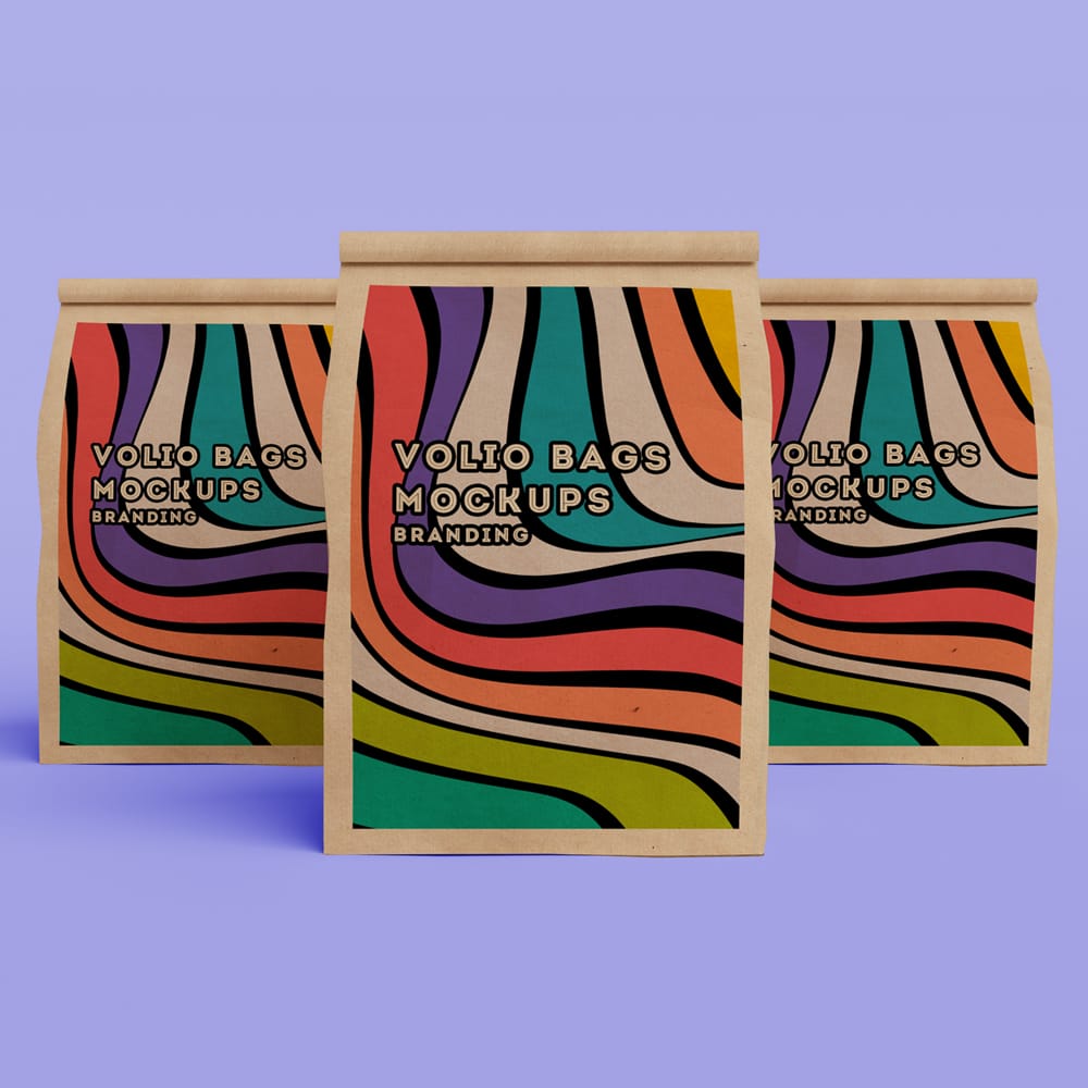 Free Big Snack Paper Bag Mockup PSD