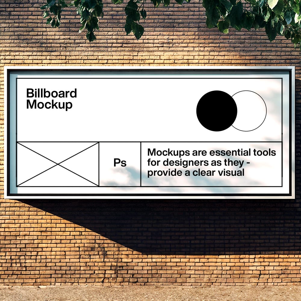 Free Billboard Mockup on Brick Wall PSD