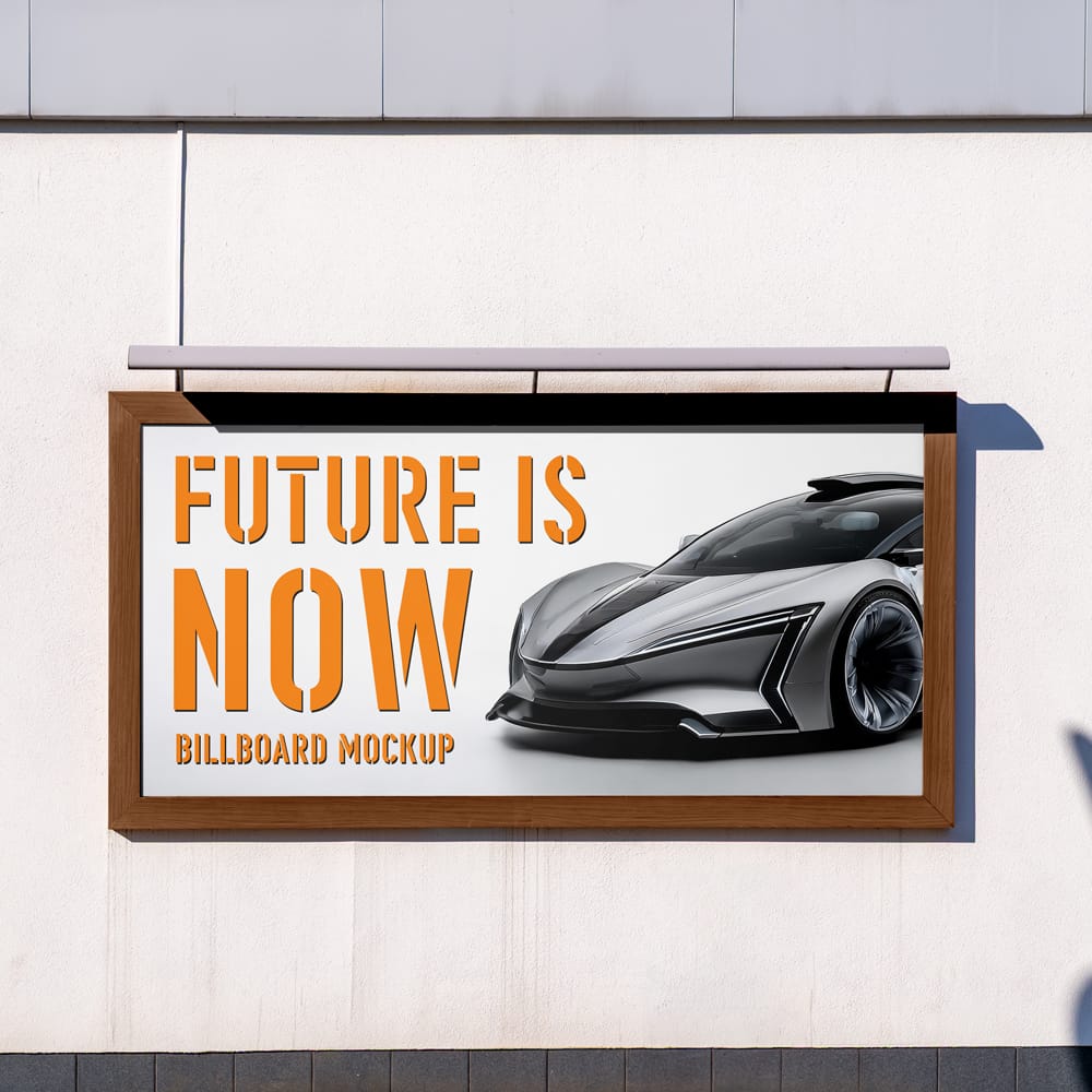 Free Billboard on Wall Mockup PSD