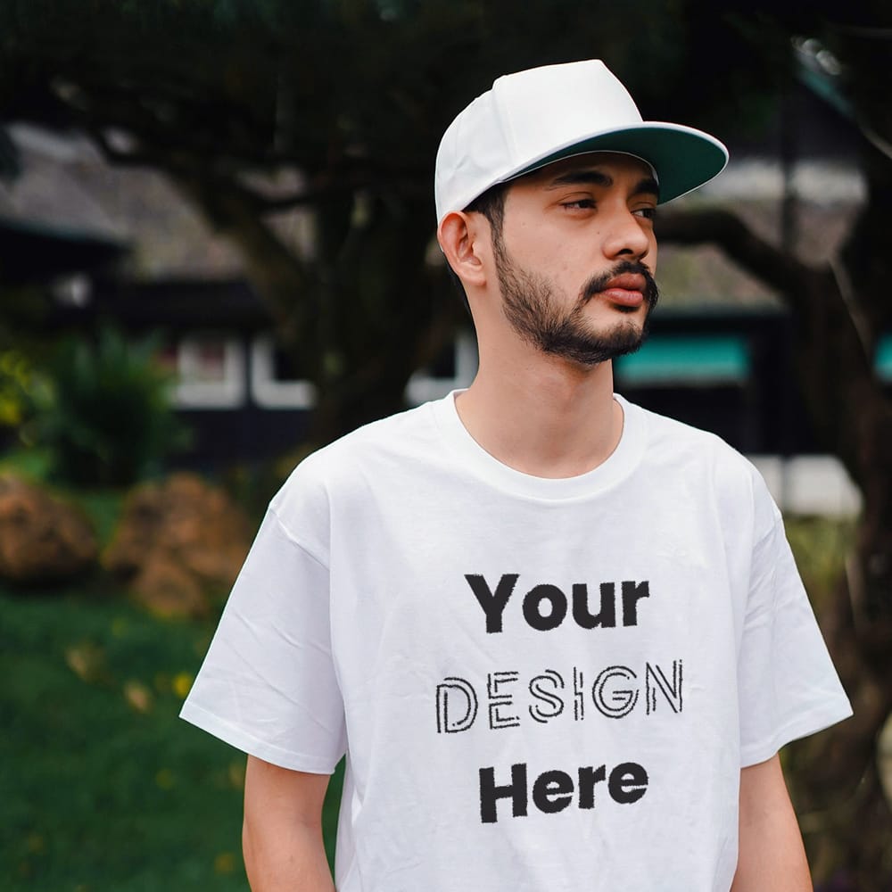 Free Blank White Half-Sleeve T-shirt Mockup Template PSD