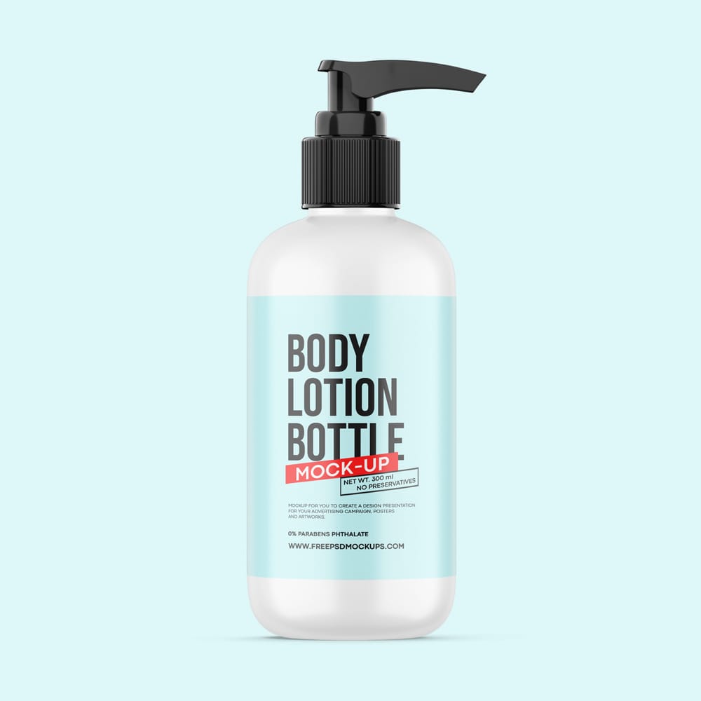 Free Body Lotion Bottle Mockup PSD