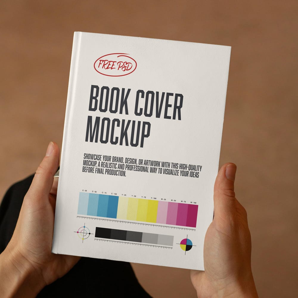 Free Book Cover Mockup in Women’s Hands PSD