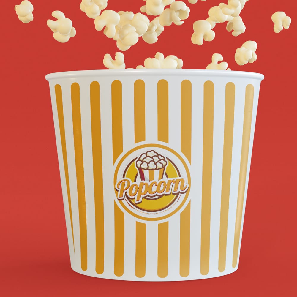 Free Bumble Cinema Popcorn Mockup PSD