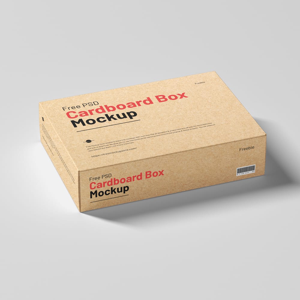 Free Cardboard Box Mockup Template PSD