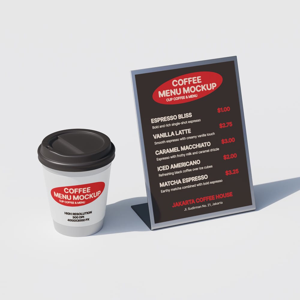 Free Coffee and Menu Mockup PSD