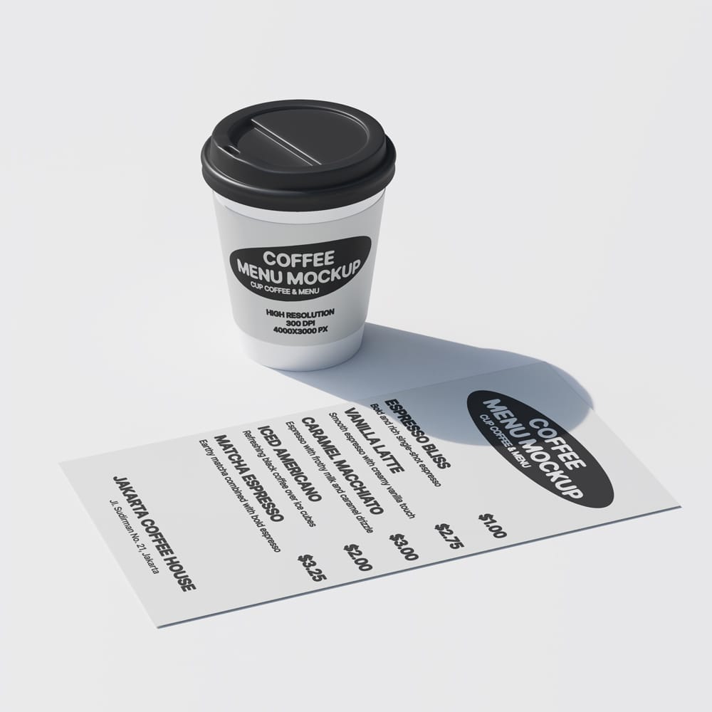 Free Coffee and Menu Mockup Template PSD