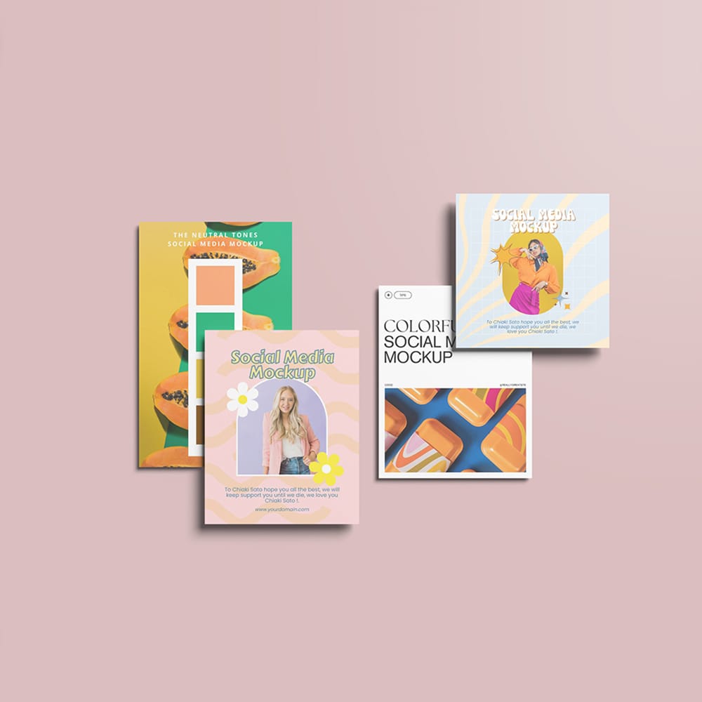 Free Colorful Social Media Mockup PSD