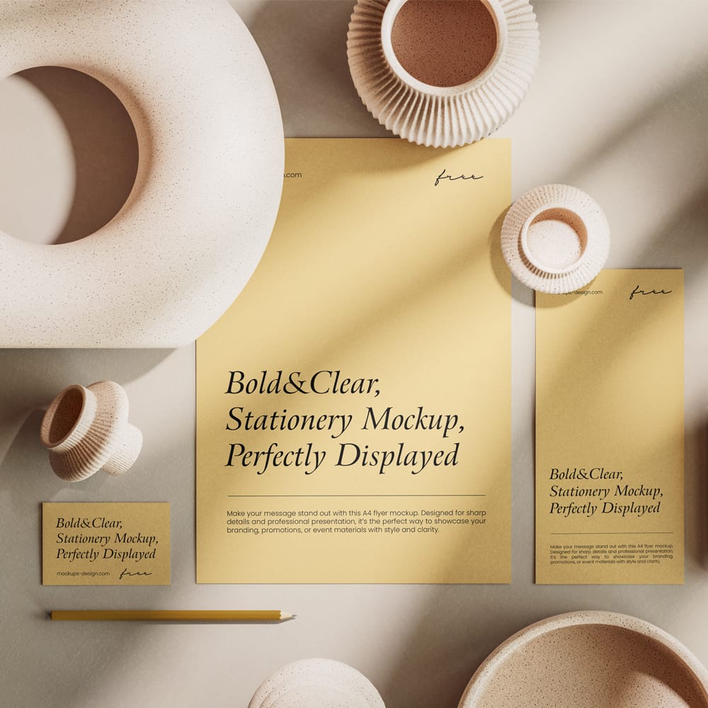 Free Elegant Stationery Mockup Set PSD