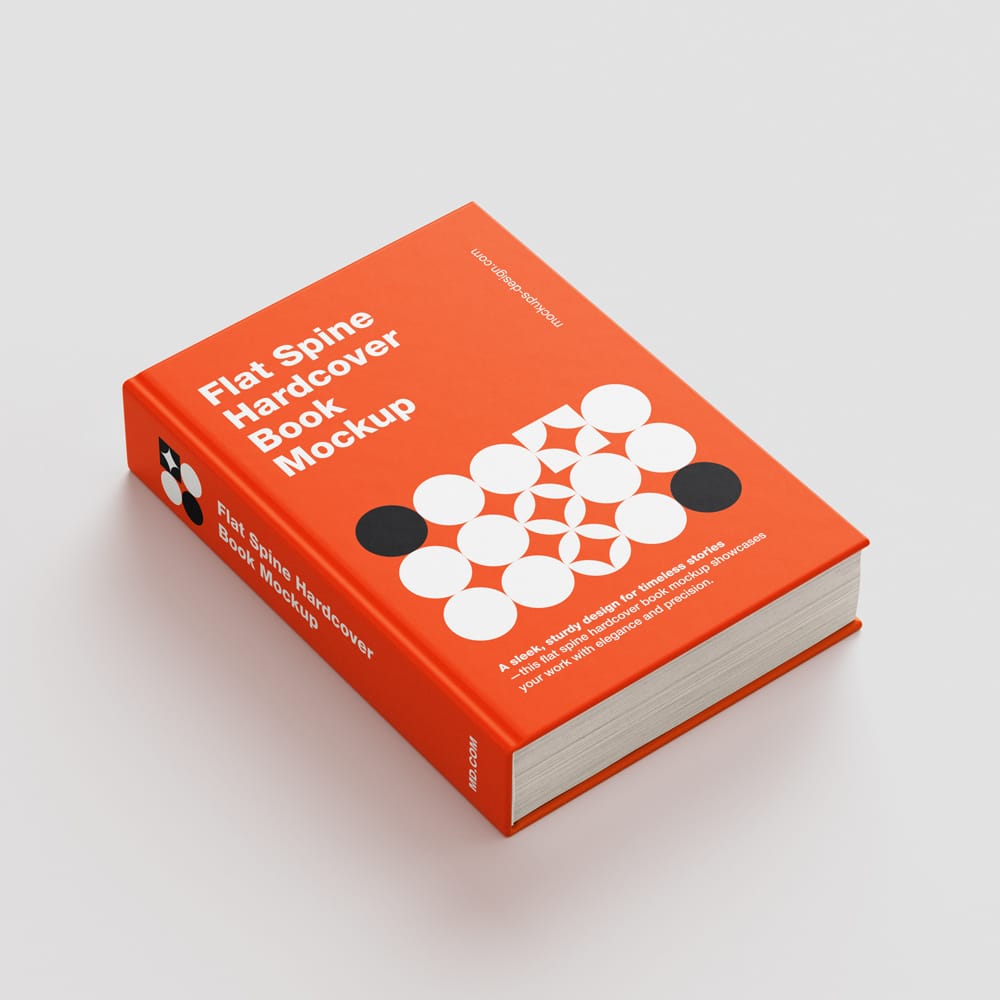 Free Flat Spine Hardcover Book Mockup Set PSD
