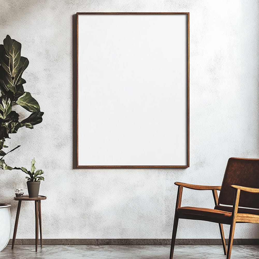 Free Frame Mockup on Industrial Interior PSD