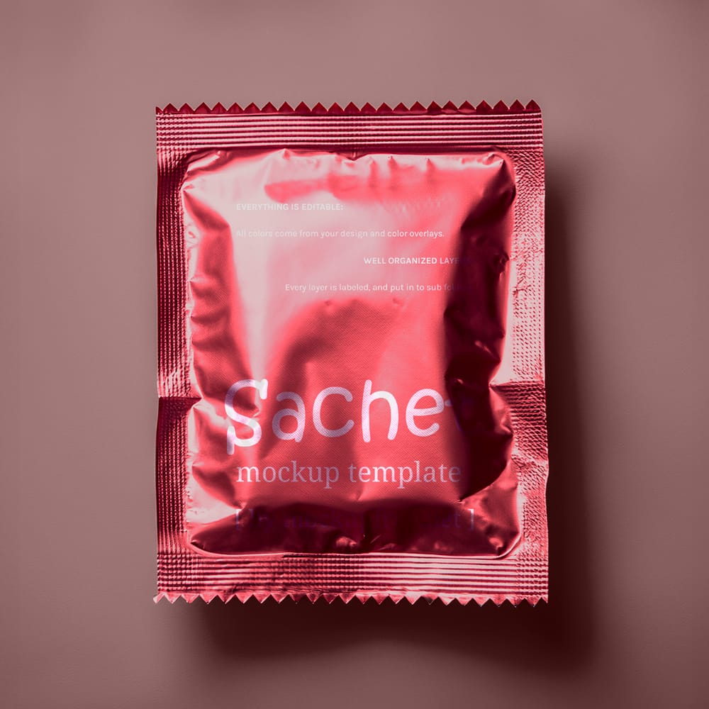 Free Glossy Aluminum Foil Sachet Mockup PSD