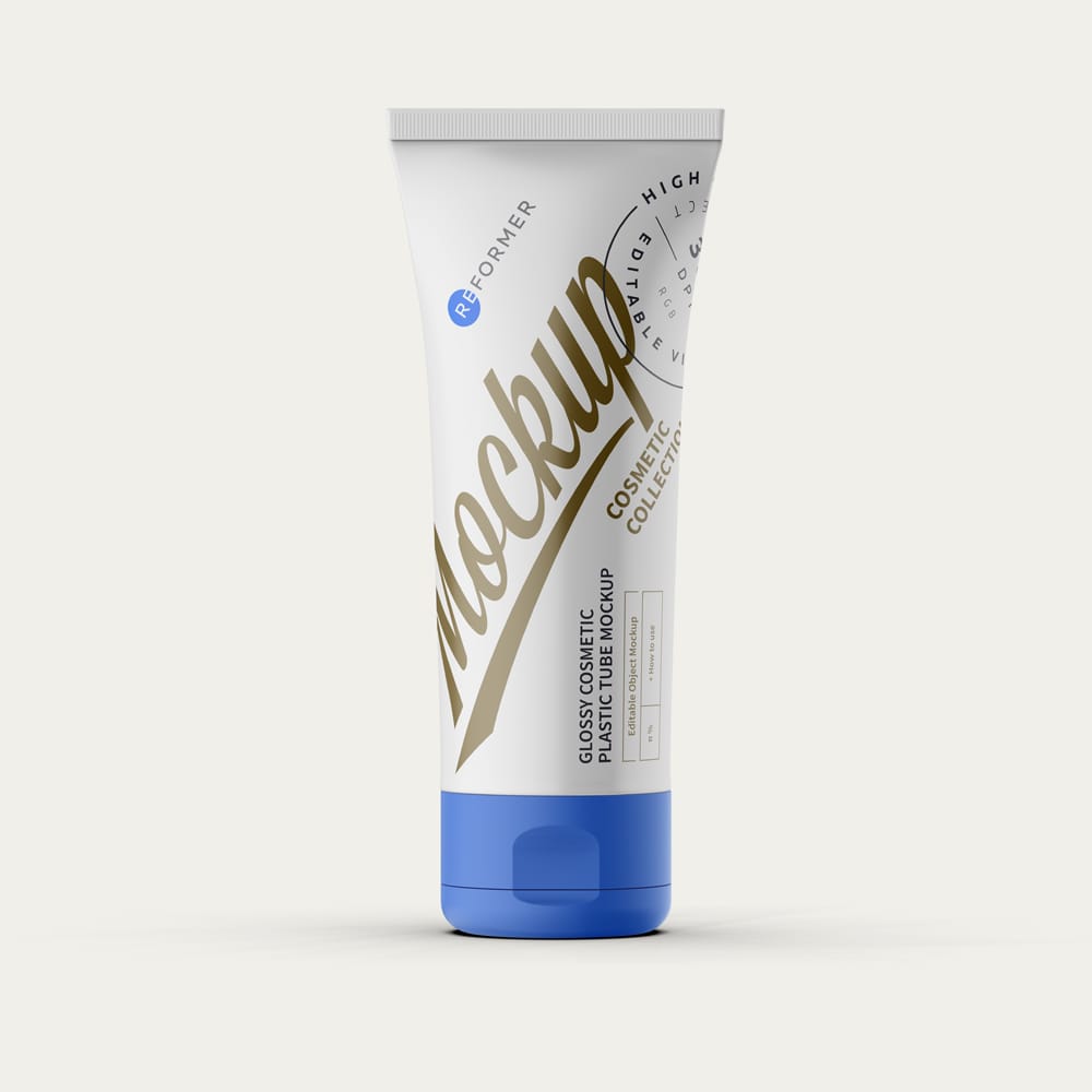 Free Glossy Cosmetic Plastic Tube Mockup PSD