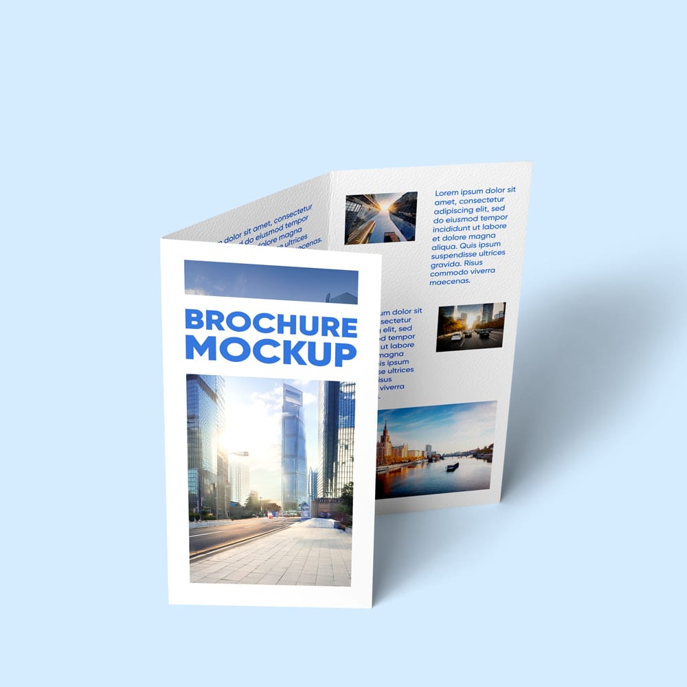 Free Half Closed Trifold Brochure Mockup PSD